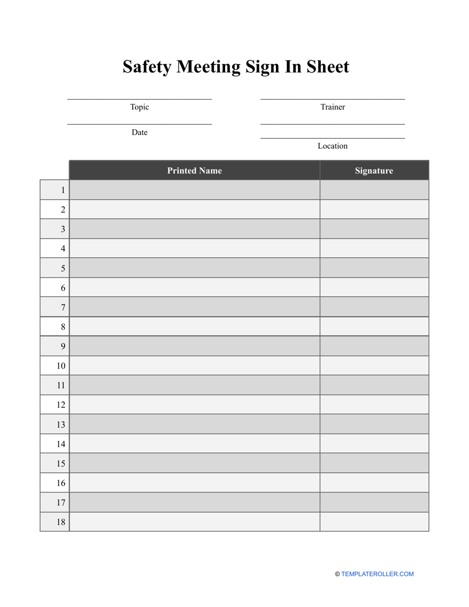 meeting sign in sheet printable