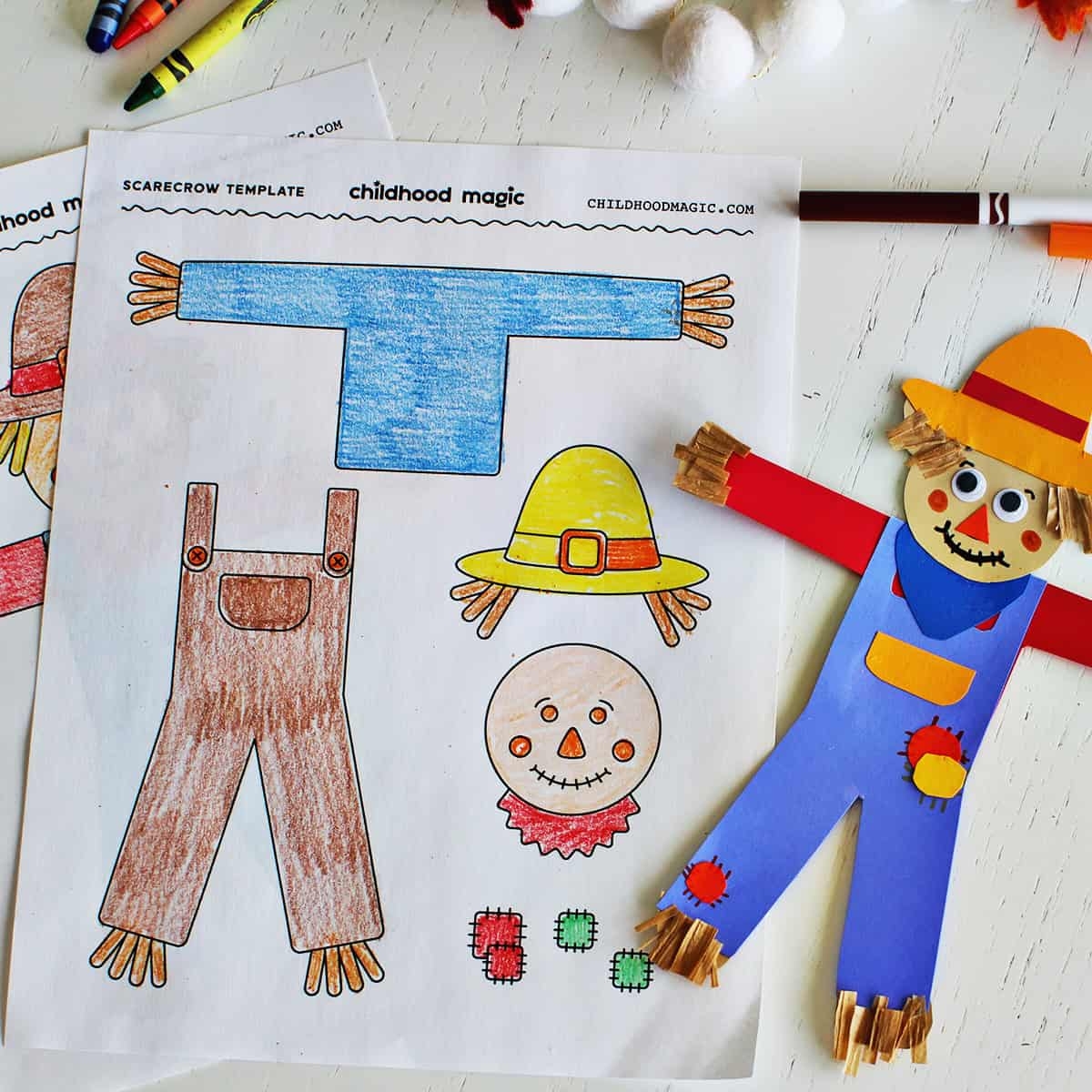Scarecrow Template For Kids Crafts Free Printable Childhood Magic