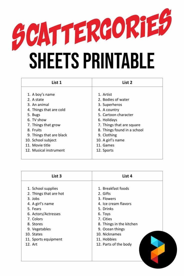 Scattergories Sheets 10 Free PDF Printables Printablee