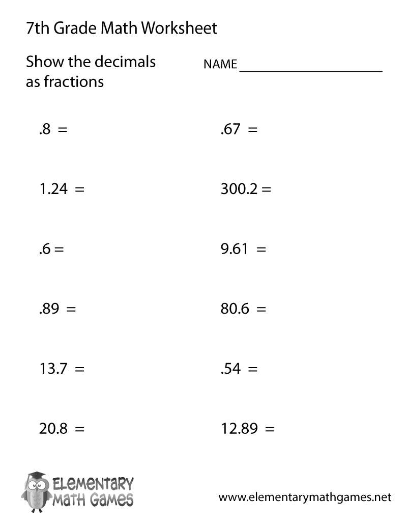 7th grade worksheets free printable