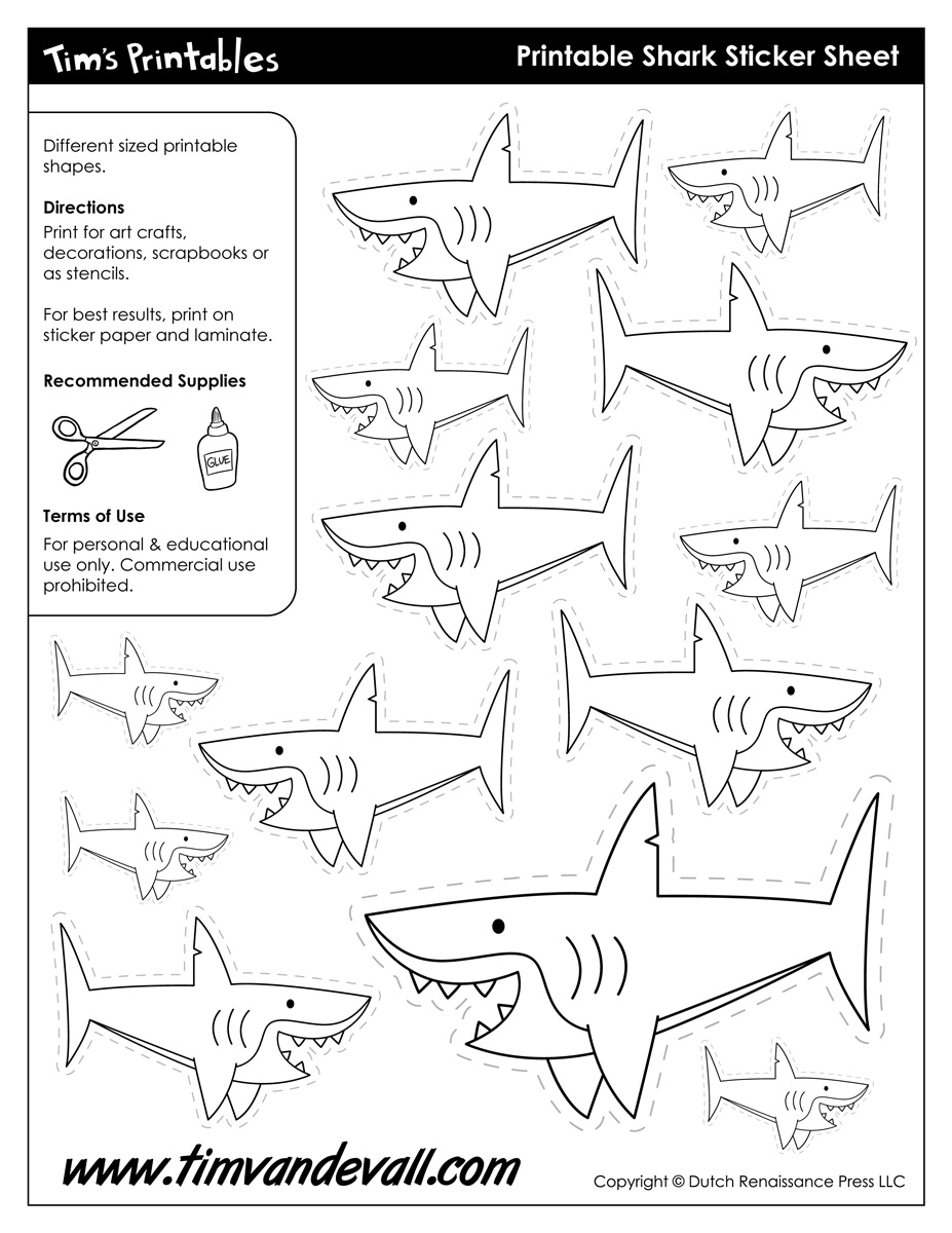 Shark Templates Tim s Printables