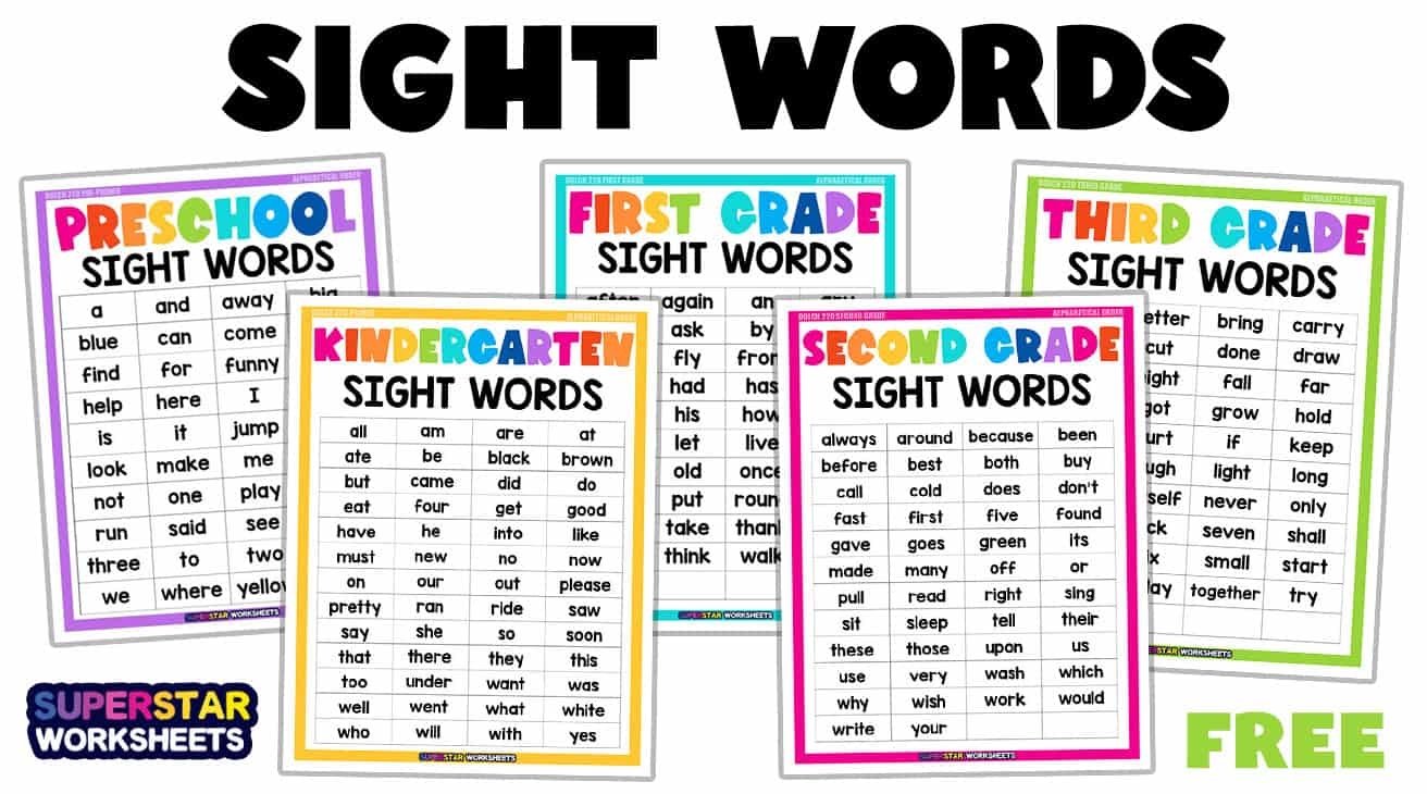 free printable sight word sheets