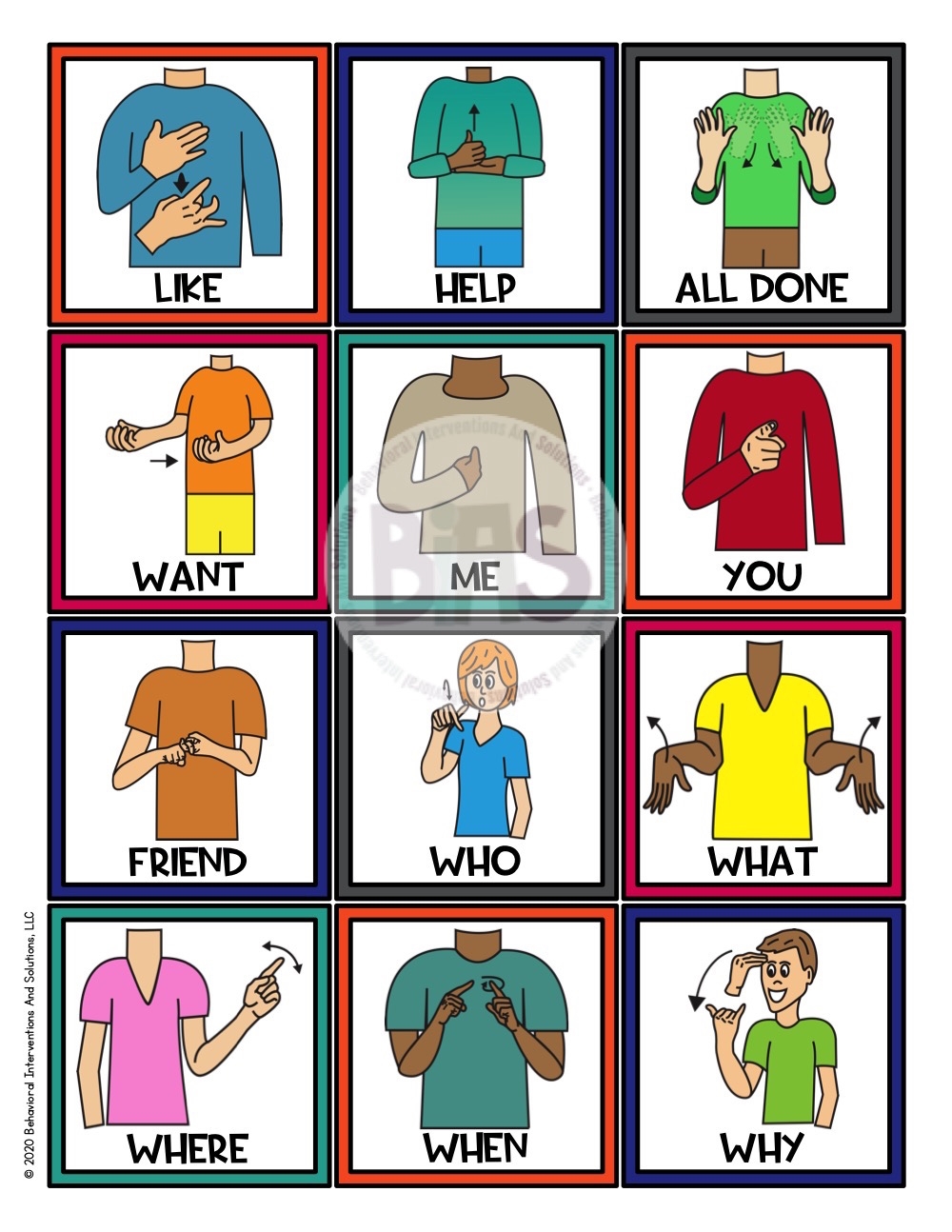 Sign Language ASL Posters And Reference Cue Cards BIAS