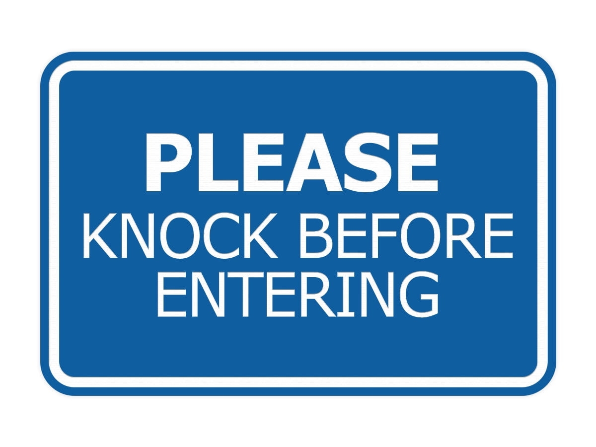 Signs ByLITA Classic Framed Please Knock Before Entering Sign Blue Medium Walmart