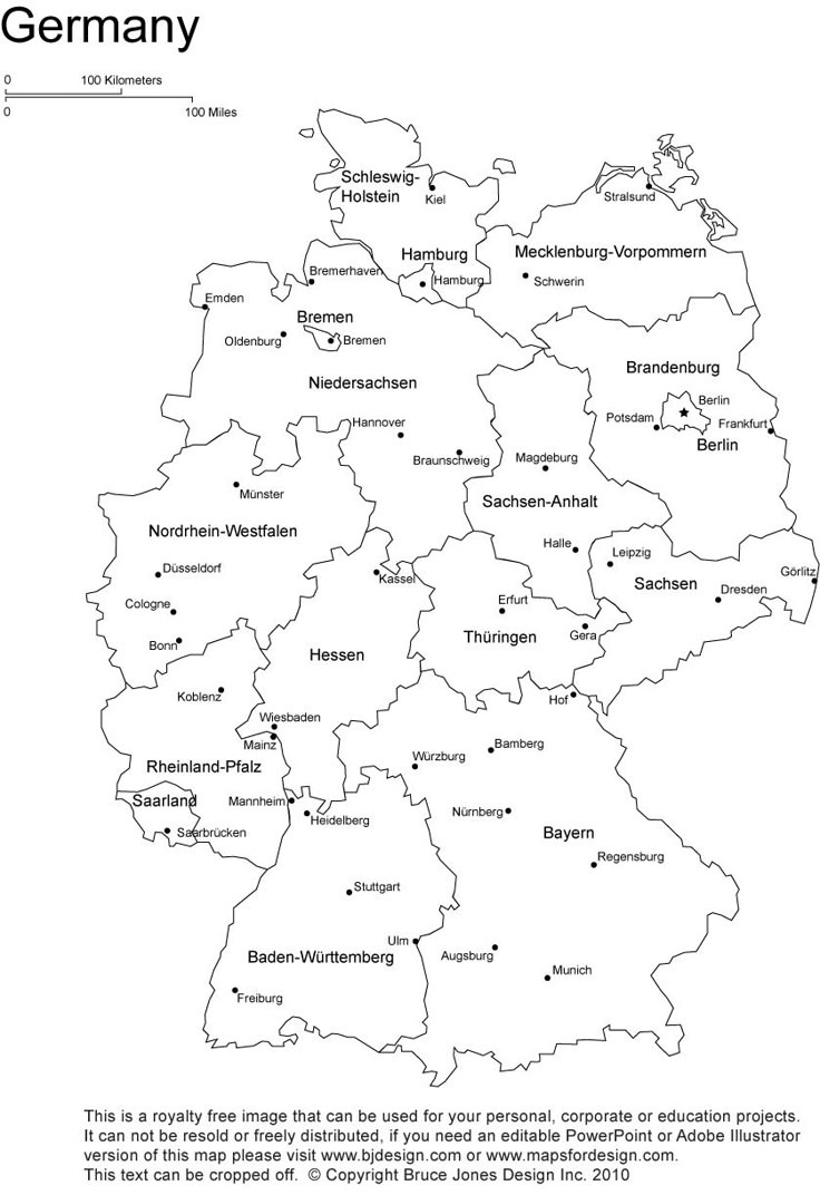 Simple Black And White Map Of Germany