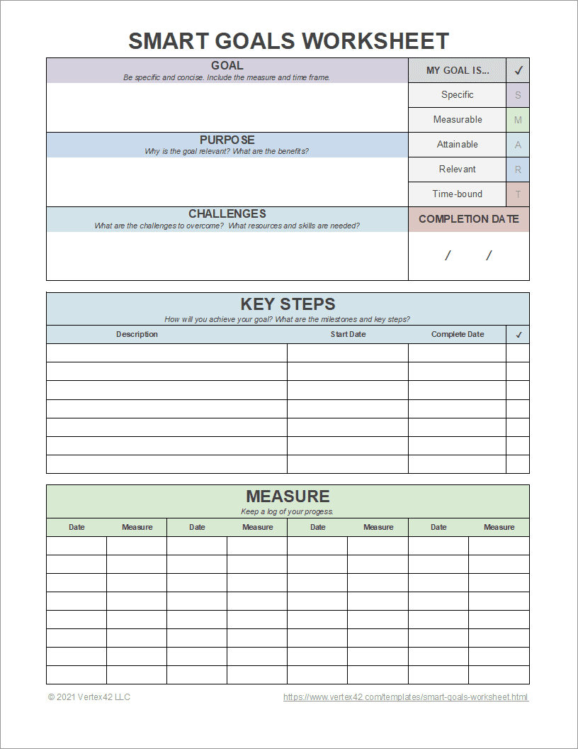 smart goal template printable