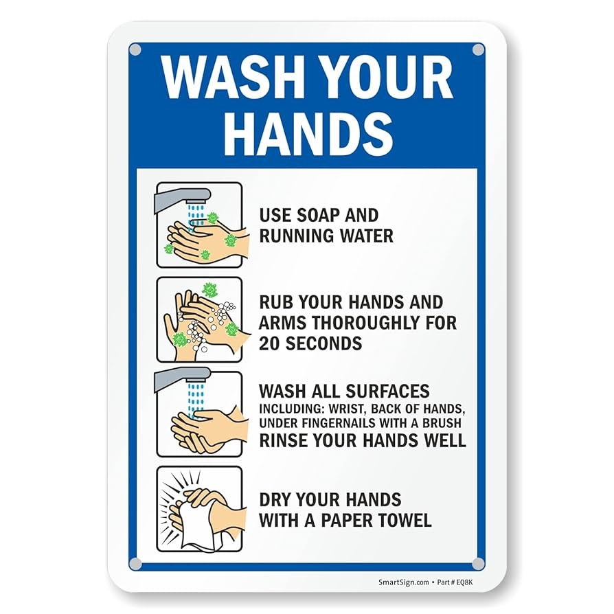 SmartSign 10 X 7 Inch Wash Your Hands Metal Sign With Instructions Screen Printed 40 Mil Laminated Rustproof Aluminum Multicolor Made In USA Amazon Industrial Scientific