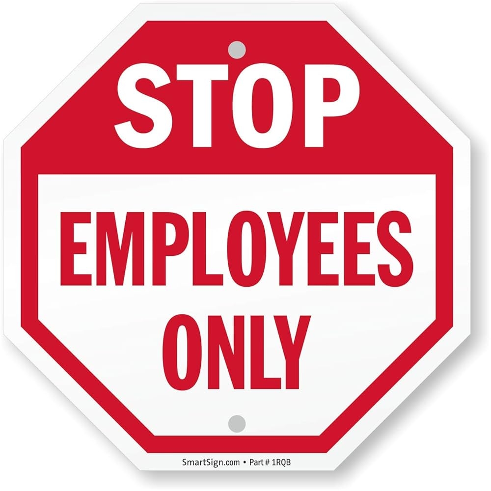printable employees only sign