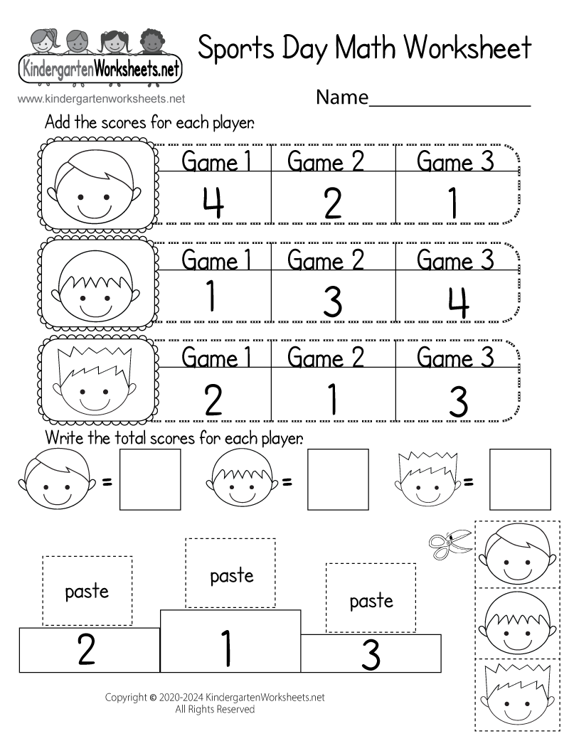 math worksheets for kindergarten printable