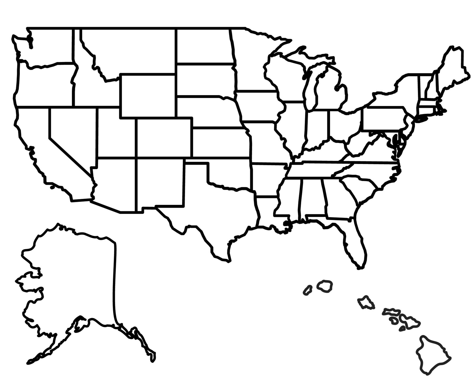 us map with states printable