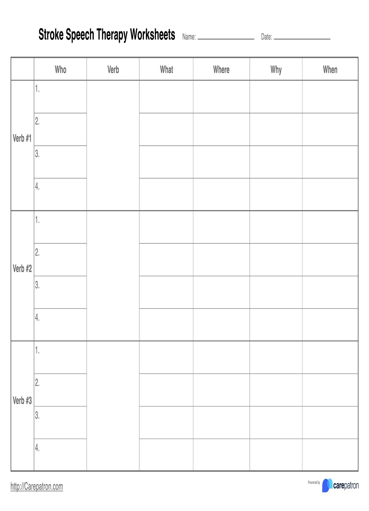Stroke Speech Therapy Worksheets