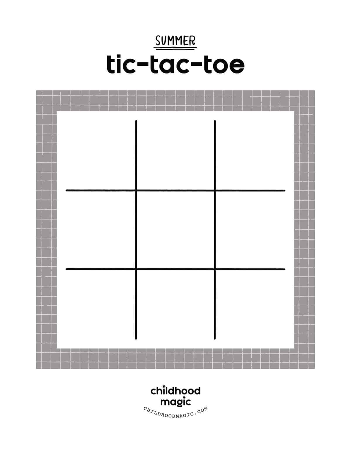 Summer Tic Tac Toe Childhood Magic