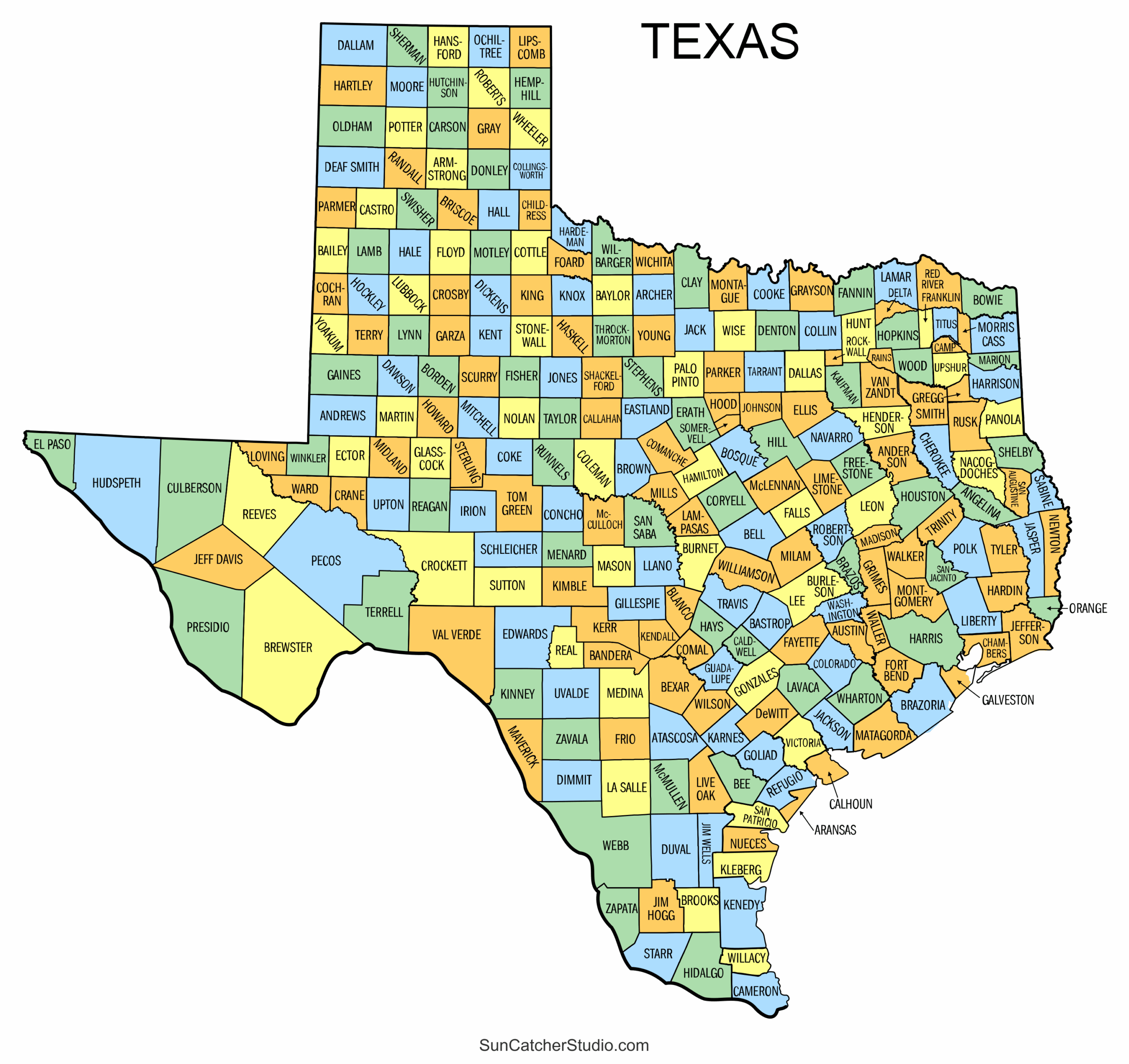 Texas County Map Printable State Map With County Lines Free Printables Monograms Design Tools Patterns DIY Projects