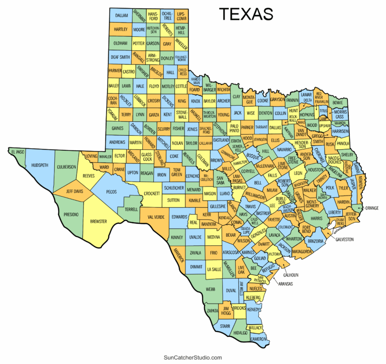 Texas County Map Printable State Map With County Lines Free Printables Monograms Design Tools Patterns DIY Projects