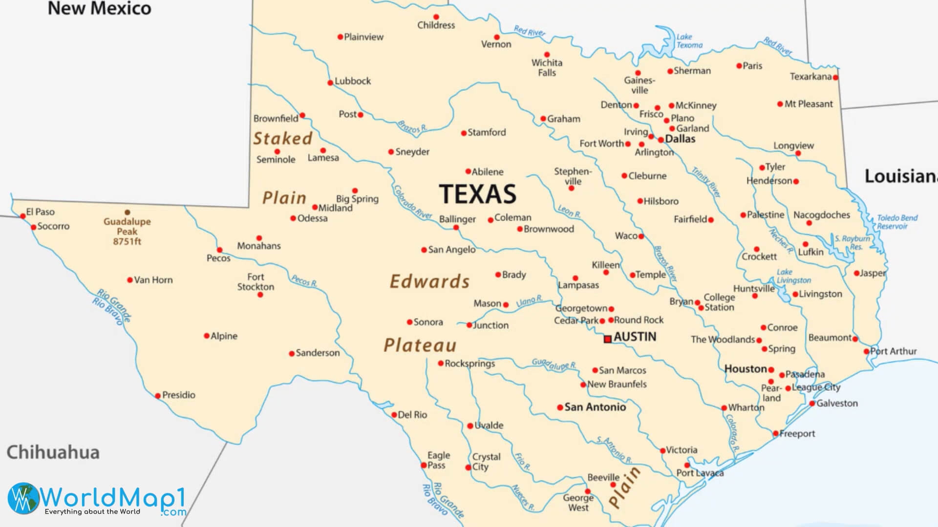 texas city map printable