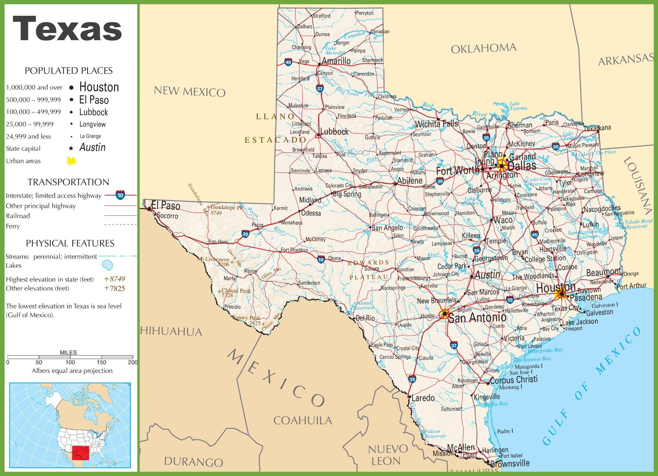 state of texas map printable