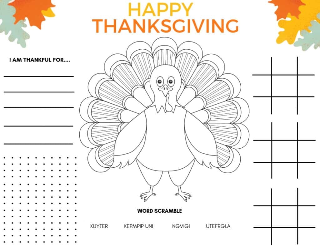 thanksgiving activity sheets printable