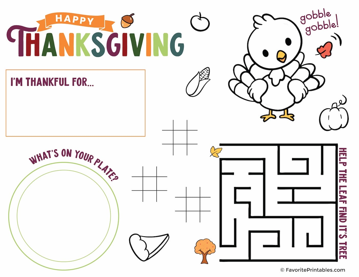 Thanksgiving Activity Sheet Printable For Kids Favorite Printables