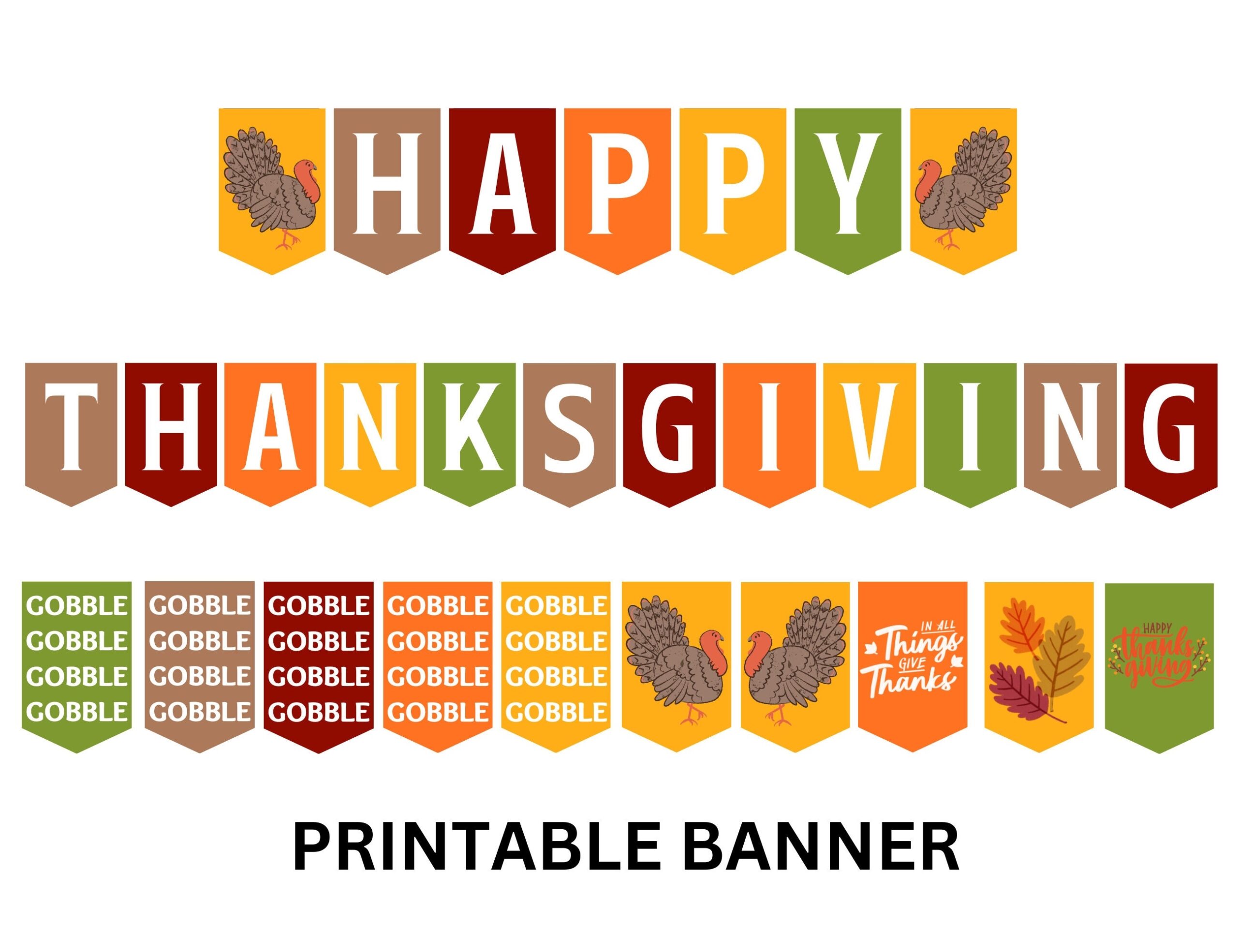 Thanksgiving Printable Banner Happy Thanksgiving Printable Sign Friendsgiving Banner Thanksgiving Decor Happy Thanksgiving Fall Banner Etsy