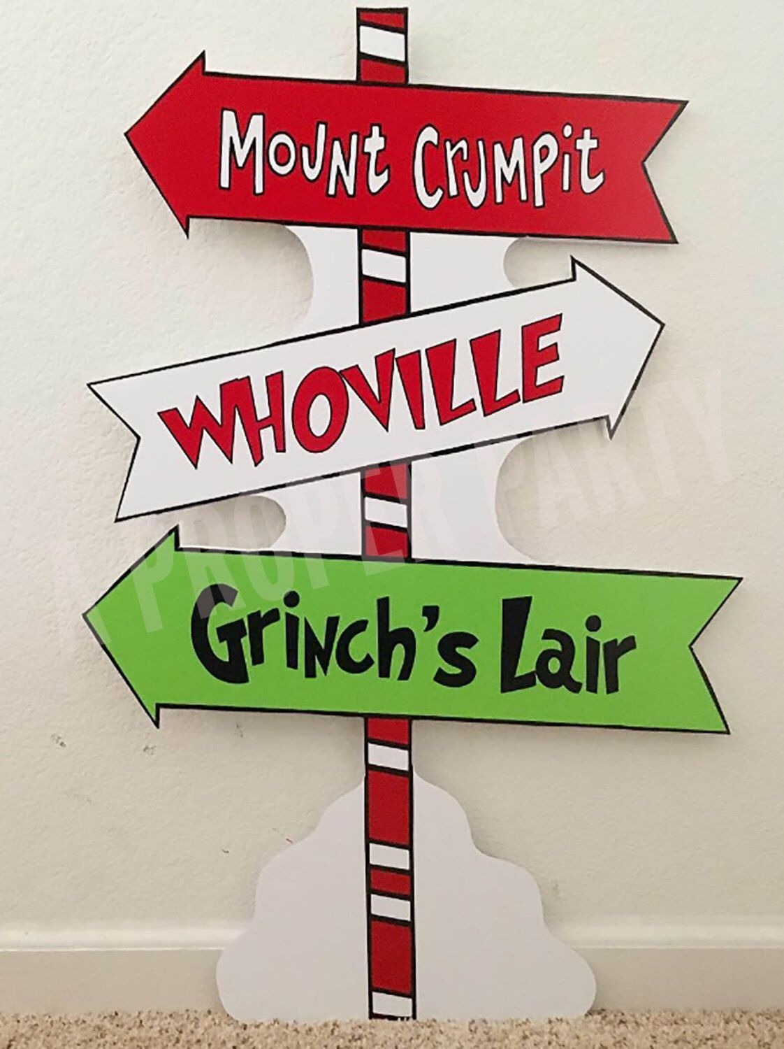 The Grinch Directional Sign Grinch s Lair Whoville And Mt crumpit With Candy Cane Post