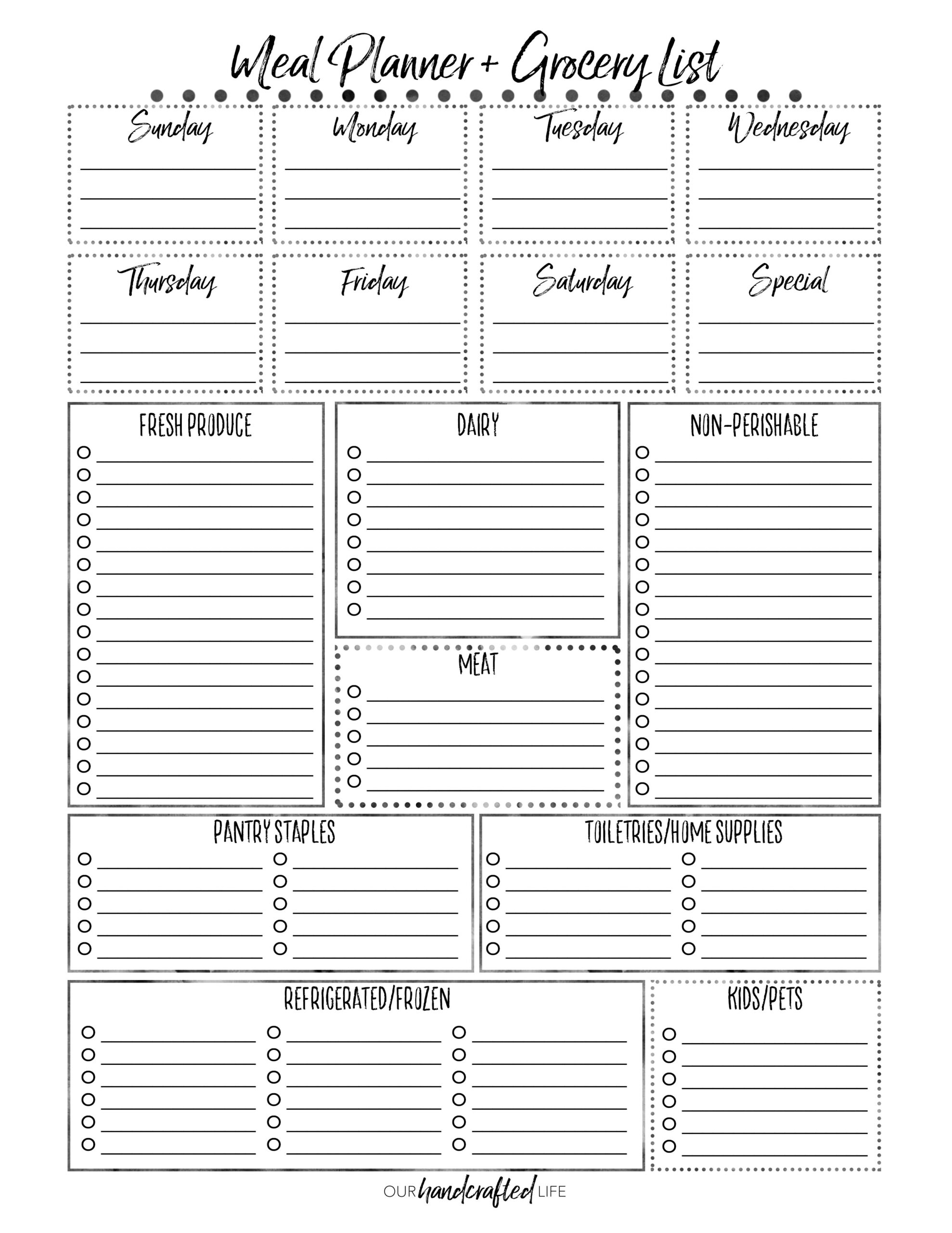 free printable shopping list template