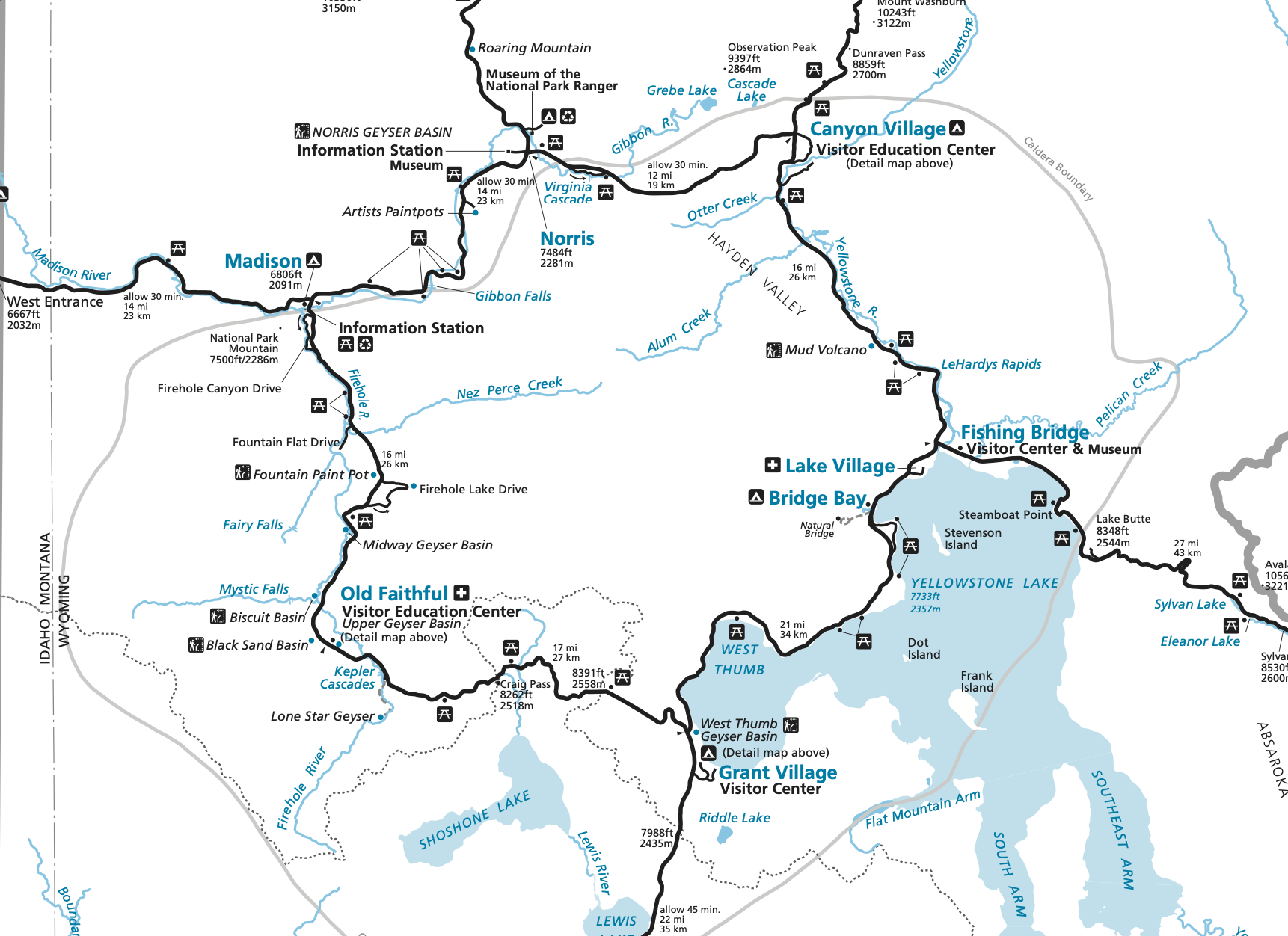 printable map of yellowstone park