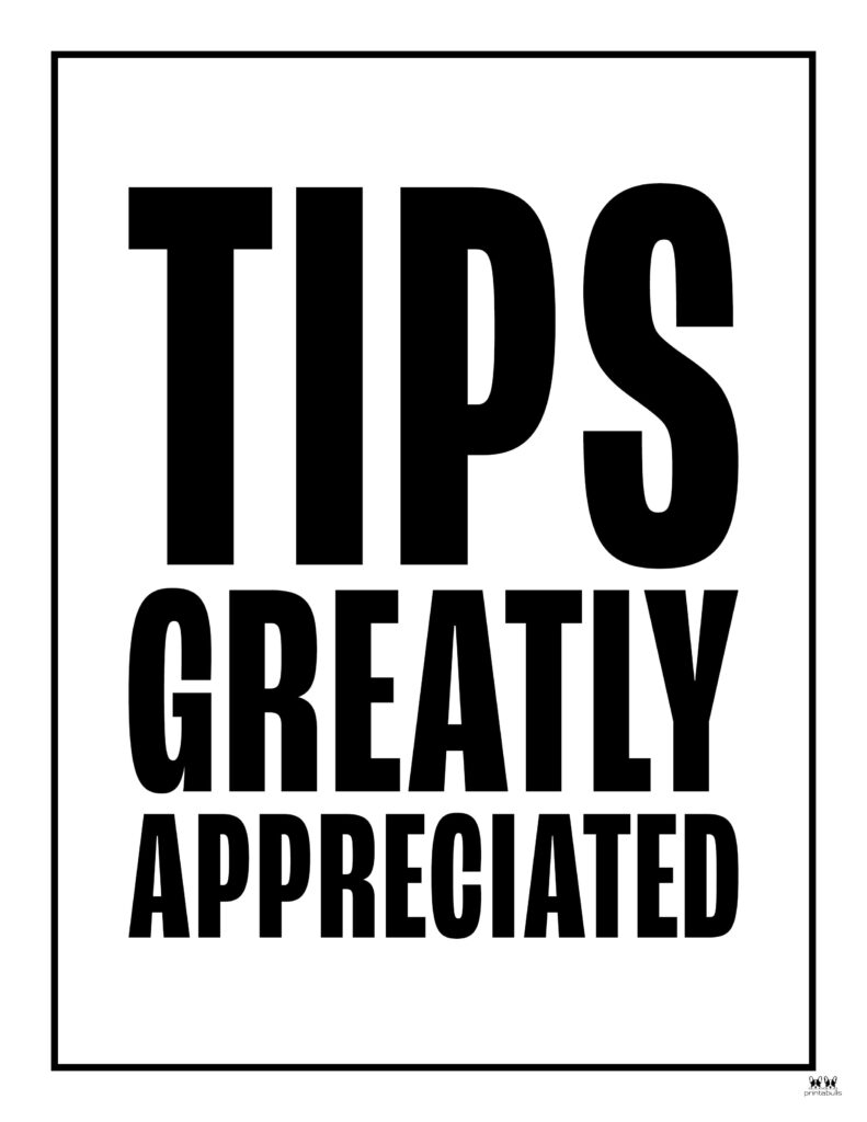 Tip Jar Signs 12 FREE Printables Printabulls