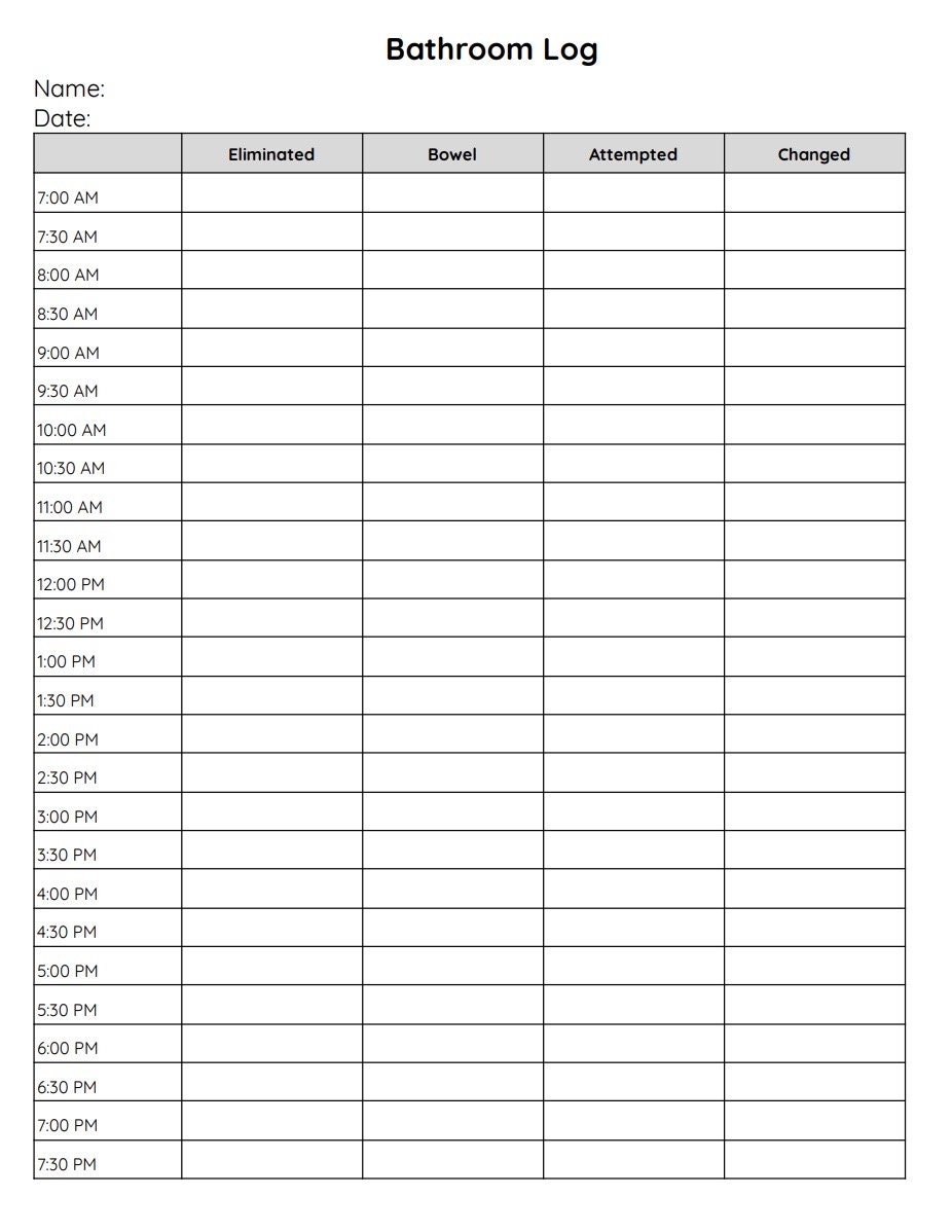 Toileting Routine Bathroom Chart Log Toilet Training Disability Autism Documentation PDF Print Or Edit Doc Write In Binder Planner Etsy