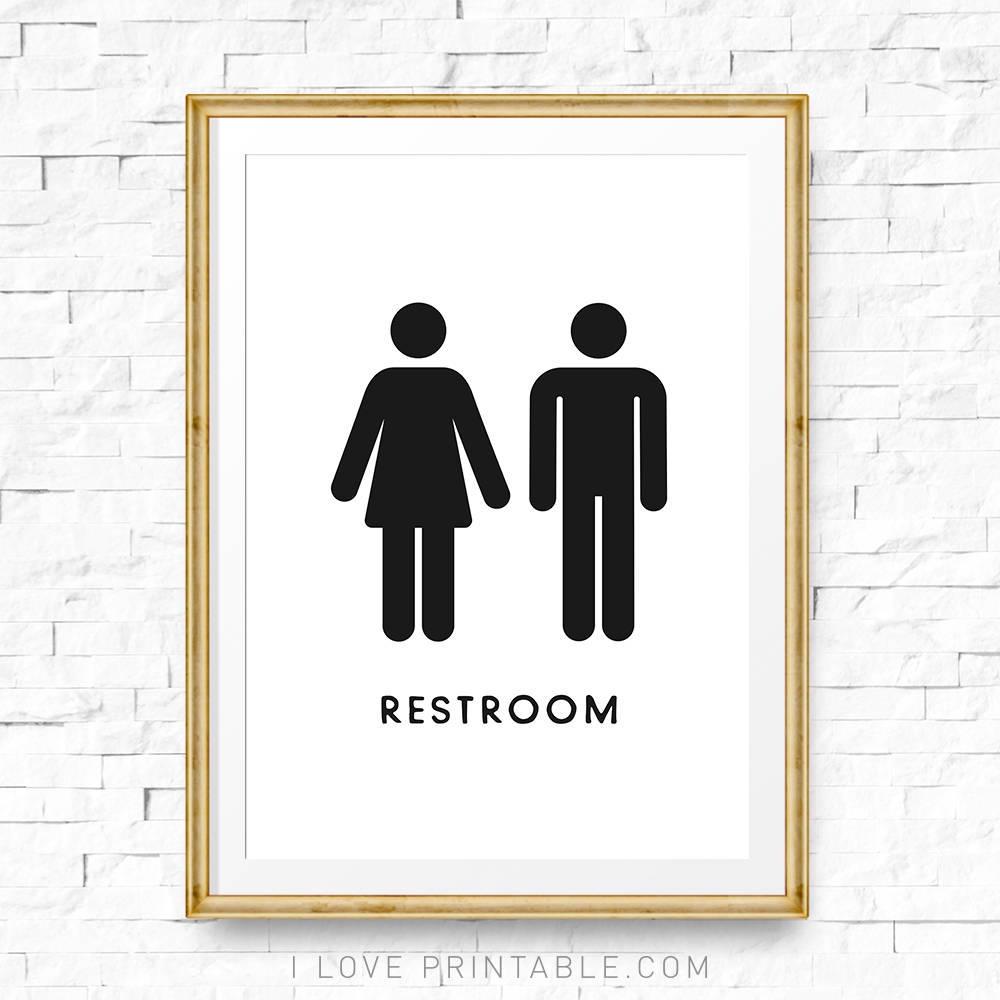 Unisex Restroom Sign Digital Download Men Women Restroom Sign Printable Airbnb Bathroom Signs Male Female Restroom Art Etsy