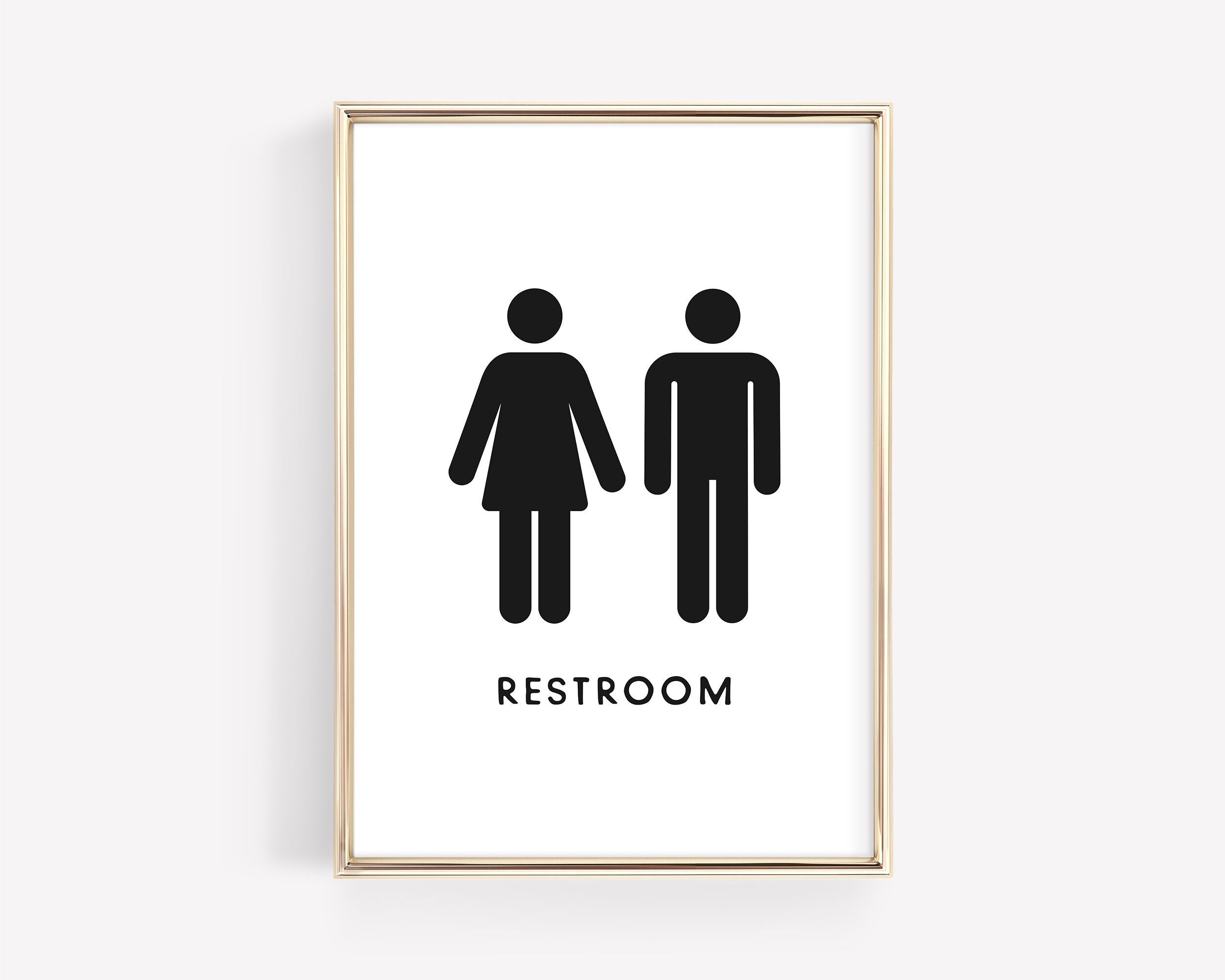 Unisex Restroom Sign Digital Download Men Women Restroom Sign Printable Airbnb Bathroom Signs Male Female Restroom Art Etsy