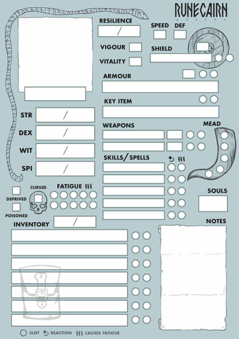 Updated Character Sheet Runecairn Wardensaga By By Odin s Beard RPG