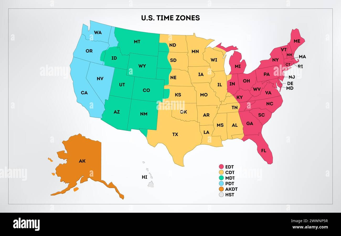 usa time zone map printable