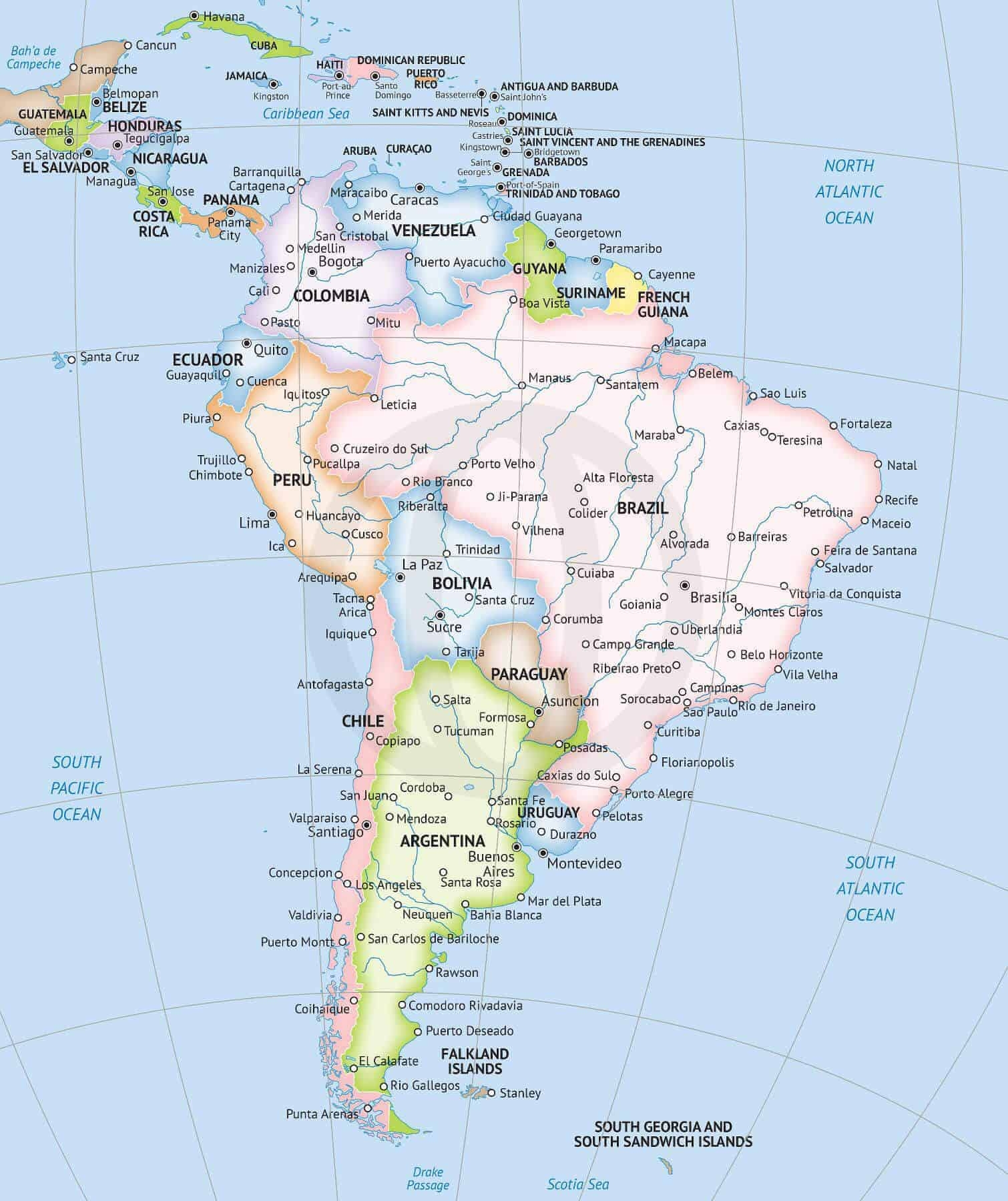 map of south america printable