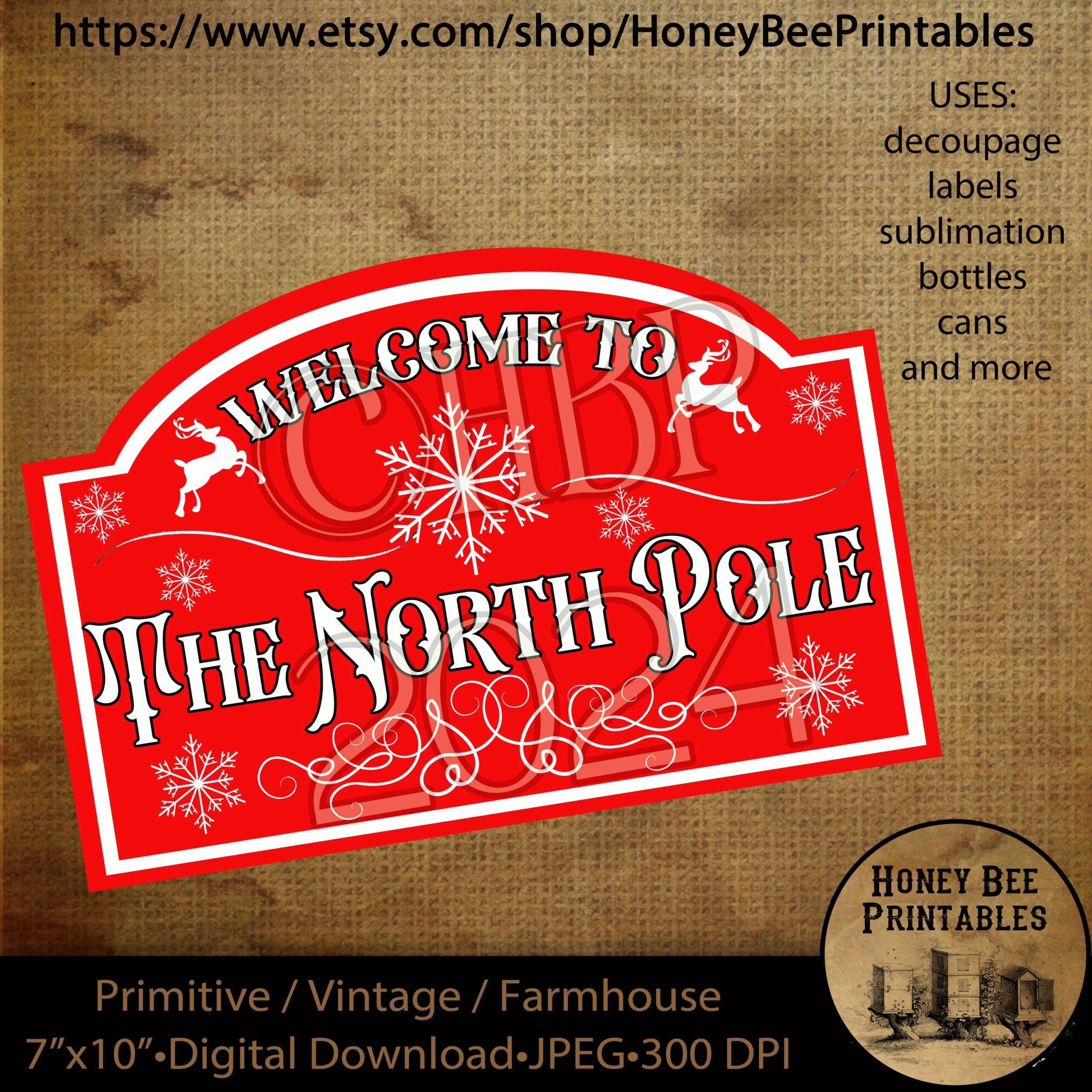 printable north pole sign