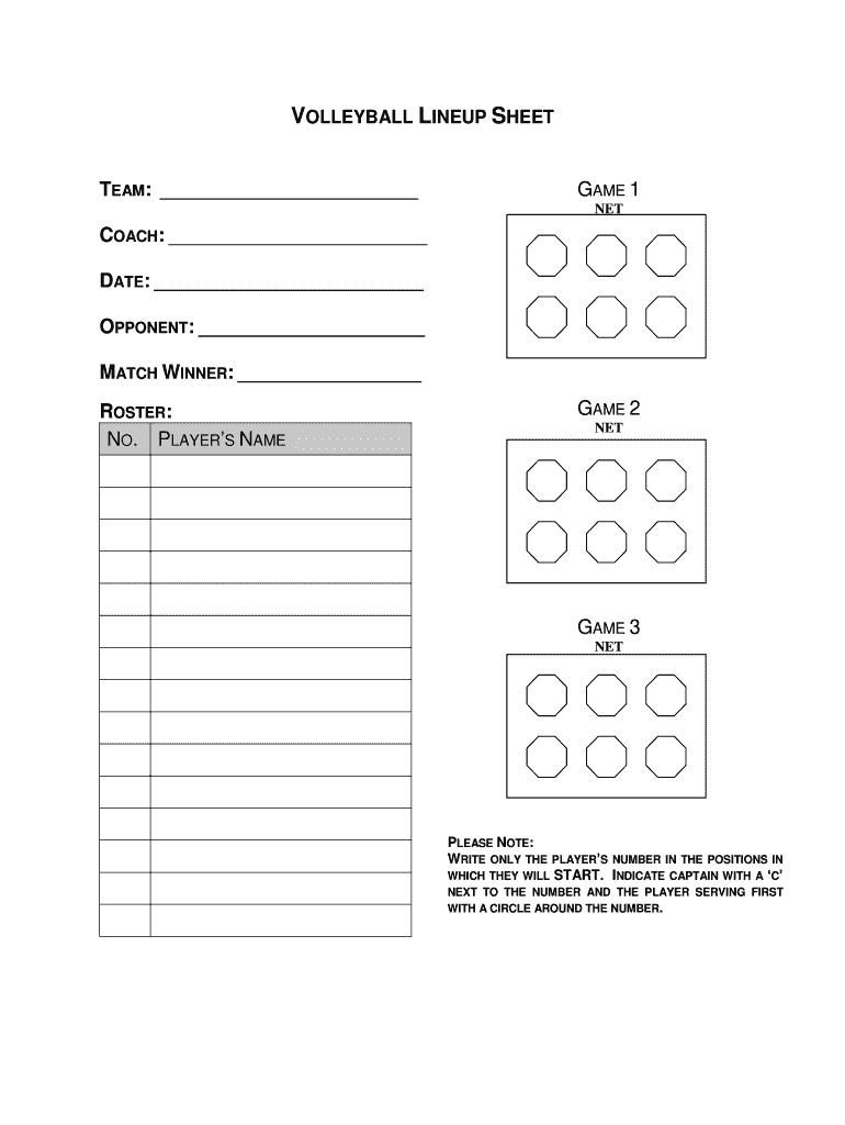 Volleyball Lineup Roster Sheet Fill Out Sign Online DocHub