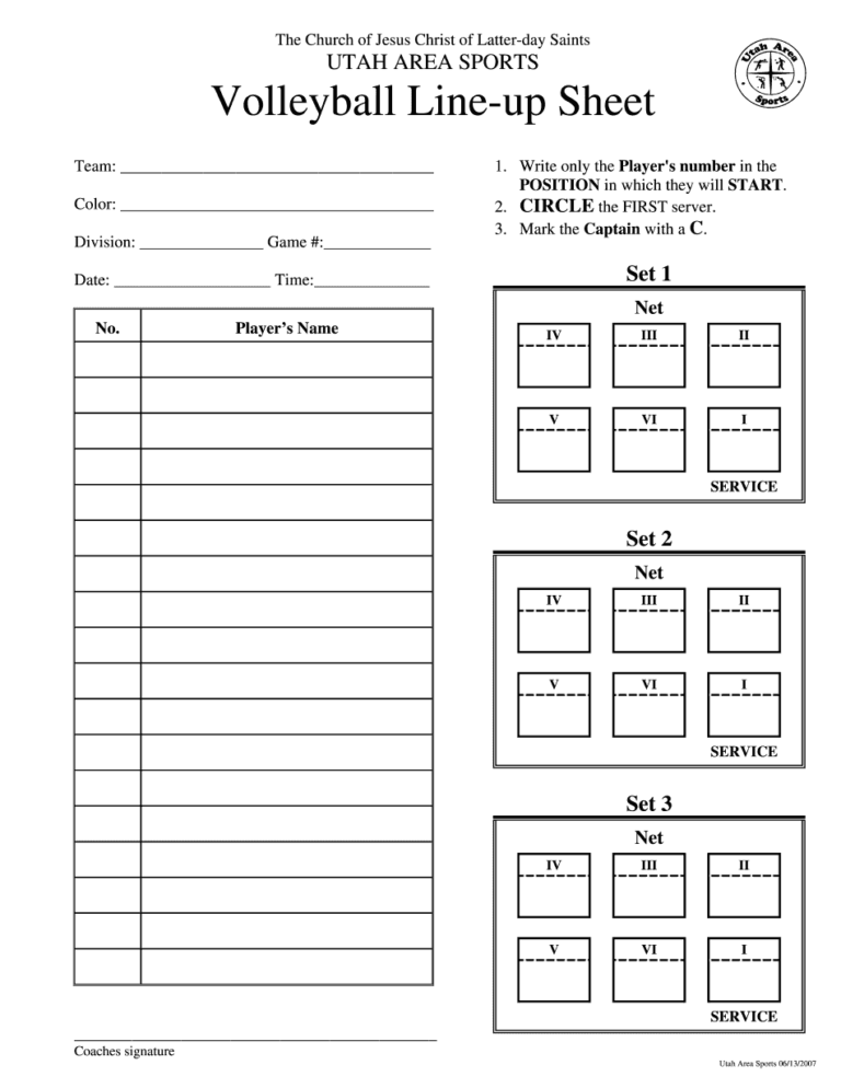 Volleyball Roster And Lineup Sheet Fill Online Printable Fillable Blank