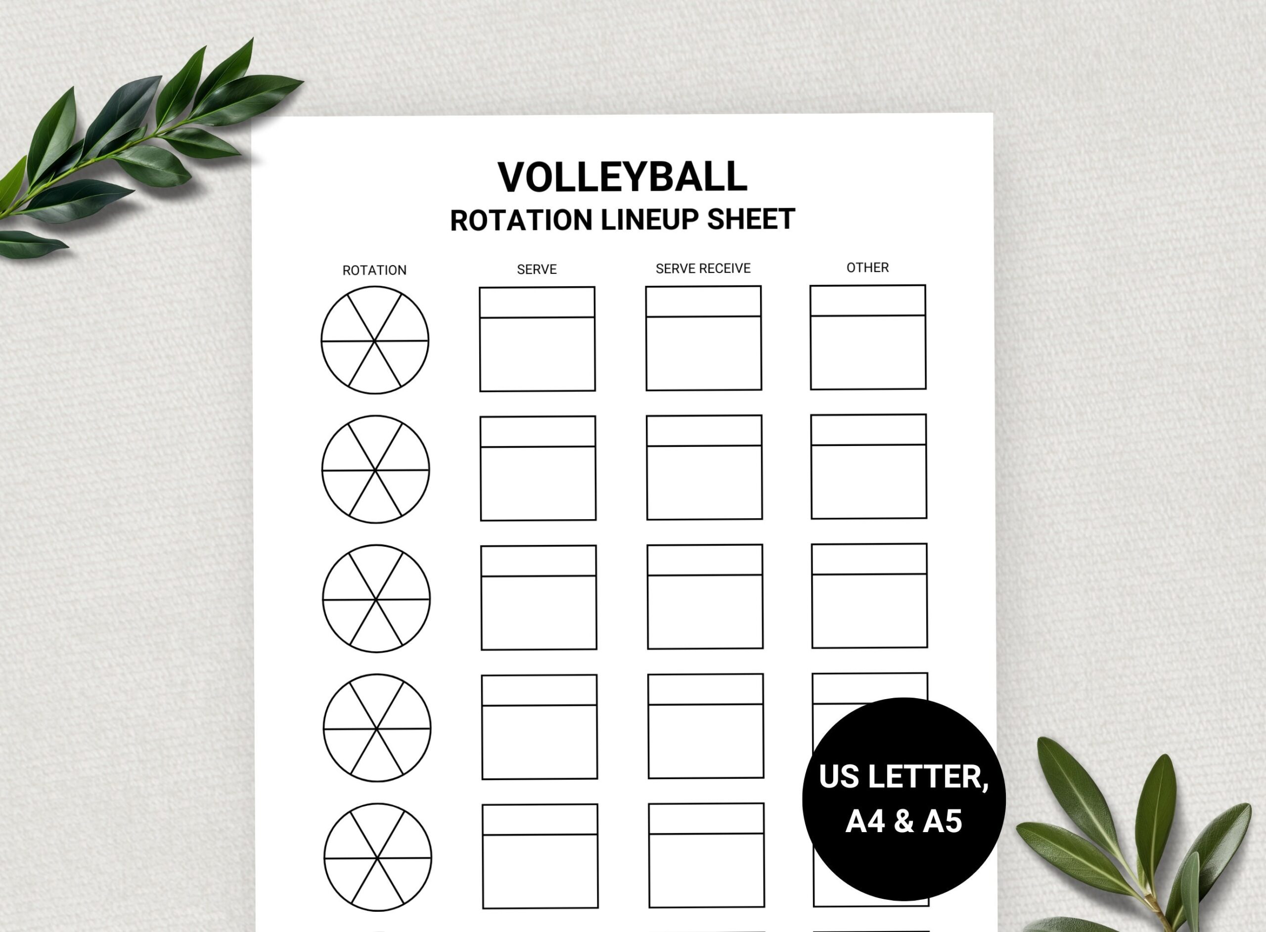 Volleyball Rotation Lineup Sheet Volleyball Coach Game Day Sports Printable Lineup Sheet Volleyball Formation US Letter A4 A5 Etsy