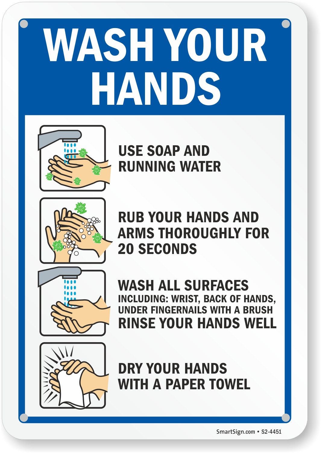 Wash Your Hands Sign SKU S2 4451