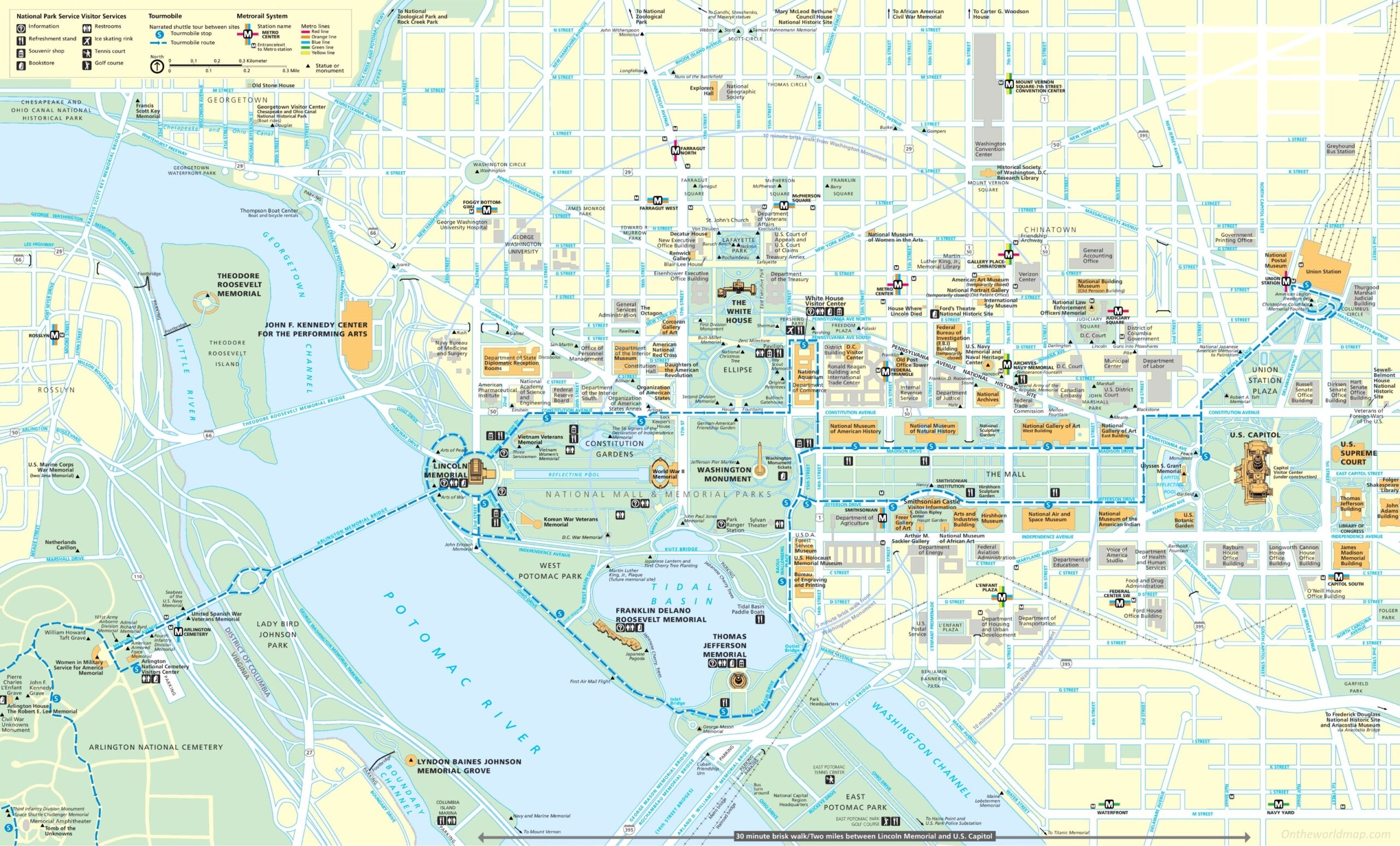 washington dc visitors map printable