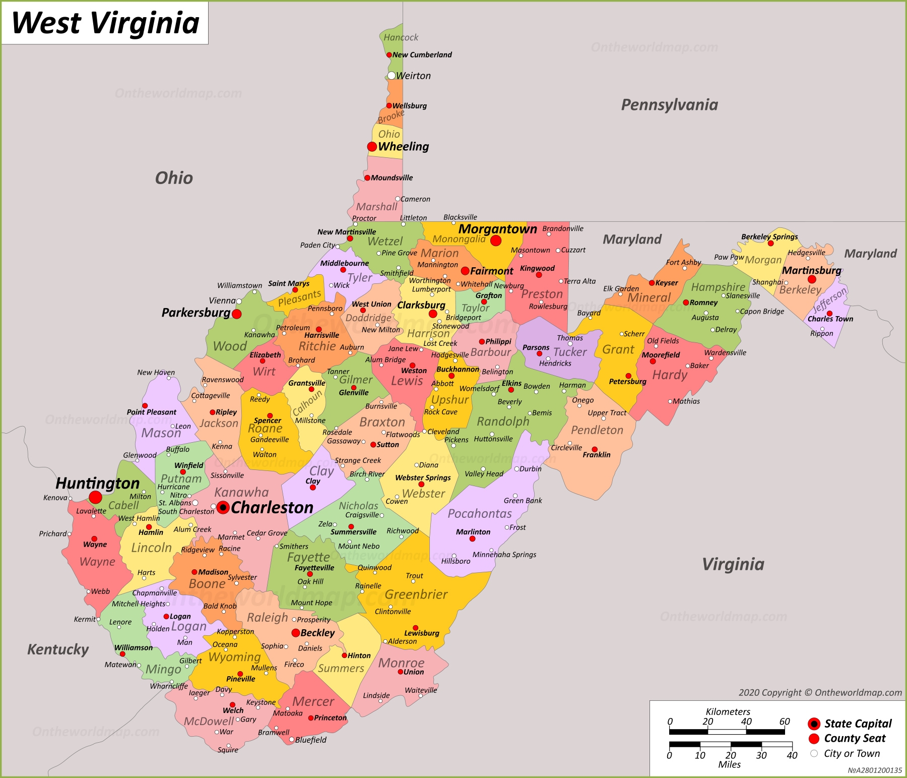 West Virginia State Map USA Maps Of West Virginia WV 