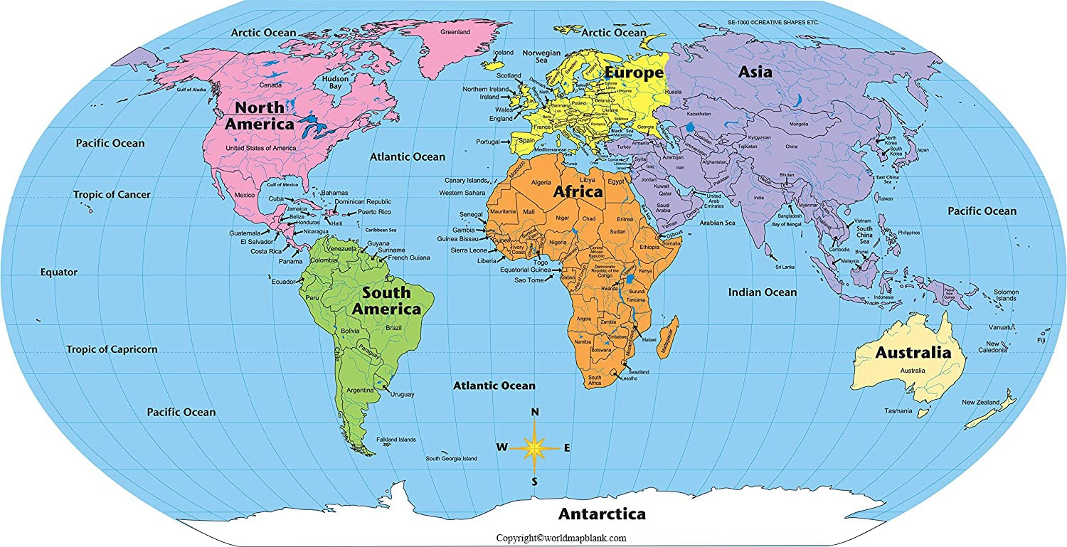 World Map With Continents Continents World Map PDF 