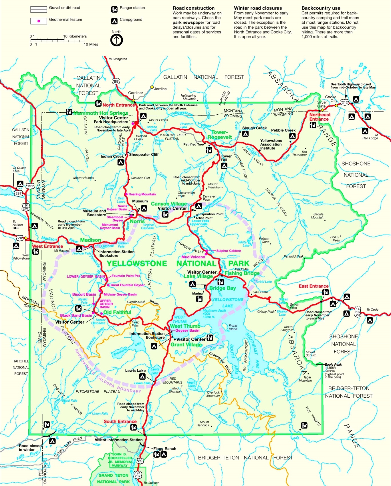 printable yellowstone map